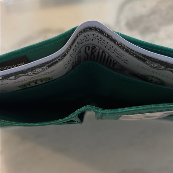 Big Skinny Teal Wallet with Zipper - Picture 7 of 11
